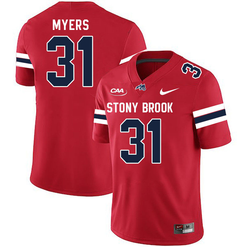 Stony Brook Seawolves #31 Saieed Myers College Football Jerseys Stitched Sale-Red